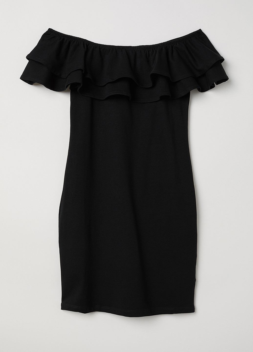 Черное кэжуал платье с открытыми плечами H&M