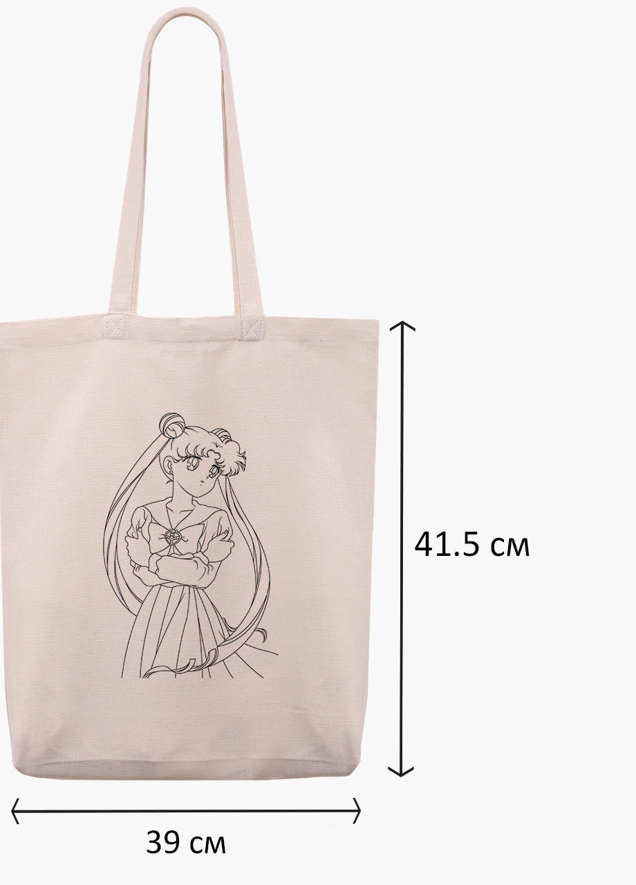 Эко сумка шоппер белая аниме Сейлор Мун (anime Sailor Moon) (9227-1768-WTD) экосумка шопер 41*39*8 см MobiPrint (216642165)