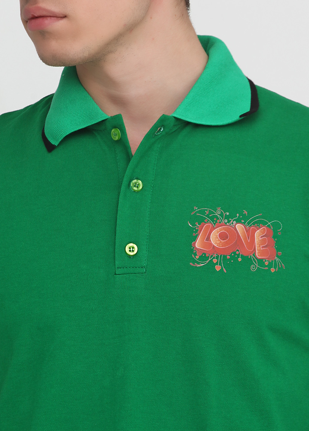 Зеленая футболка-поло для мужчин Tryapos с надписью