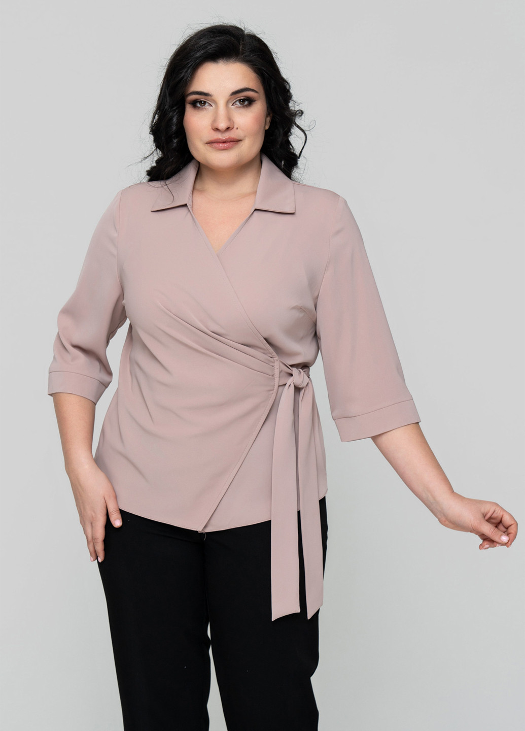 Пудровая блуза на запах A'll Posa