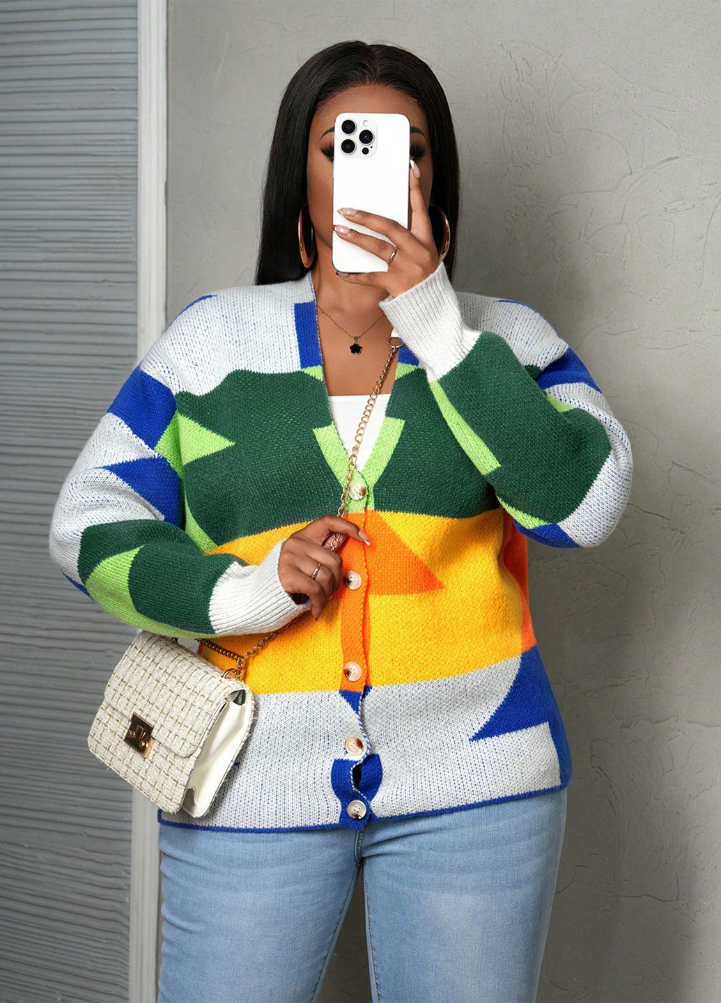 Разноцветный демисезонный кардиган SHEIN