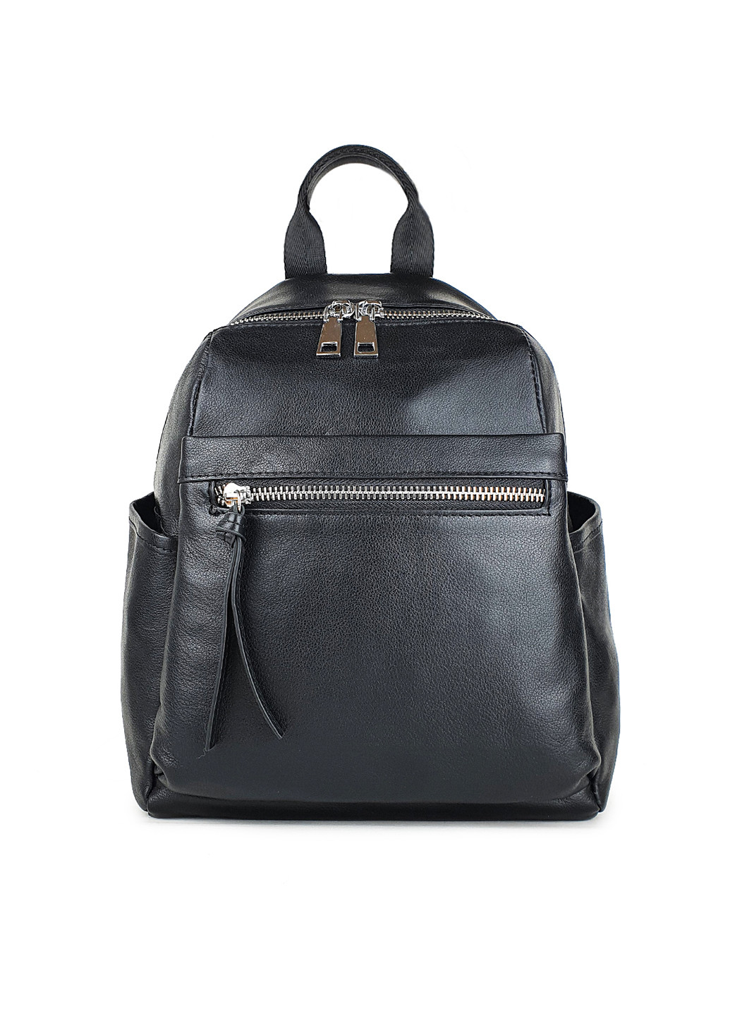Стильный черный кожаный средний рюкзак женский Fashion (251864385)