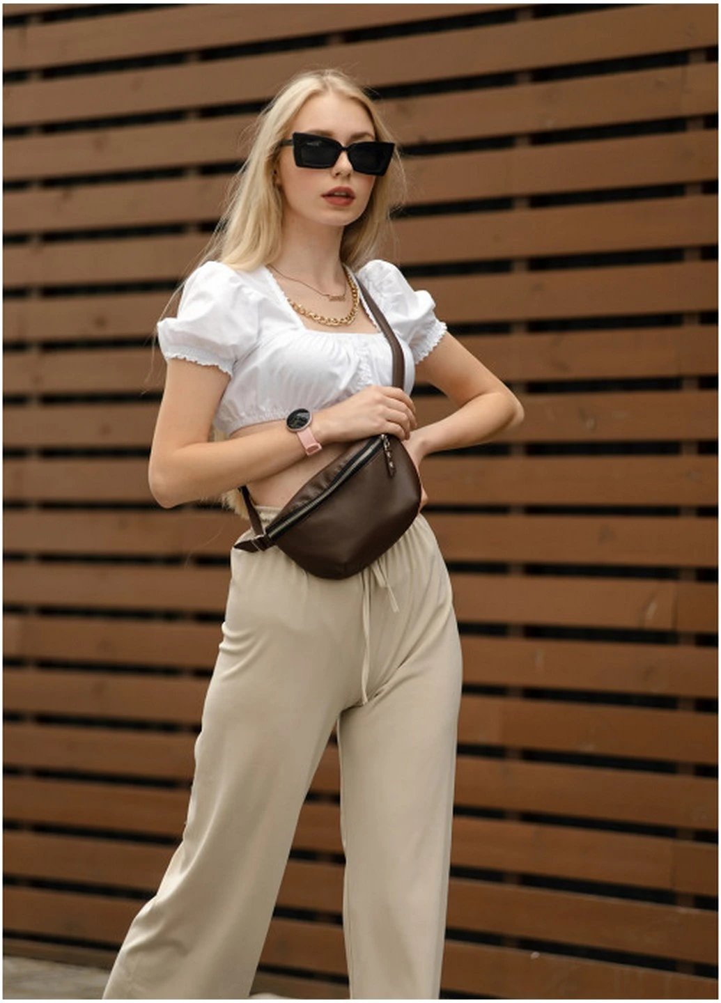 Сумка на пояс (бананка) женская 24х4х15 см Sambag (211364952)