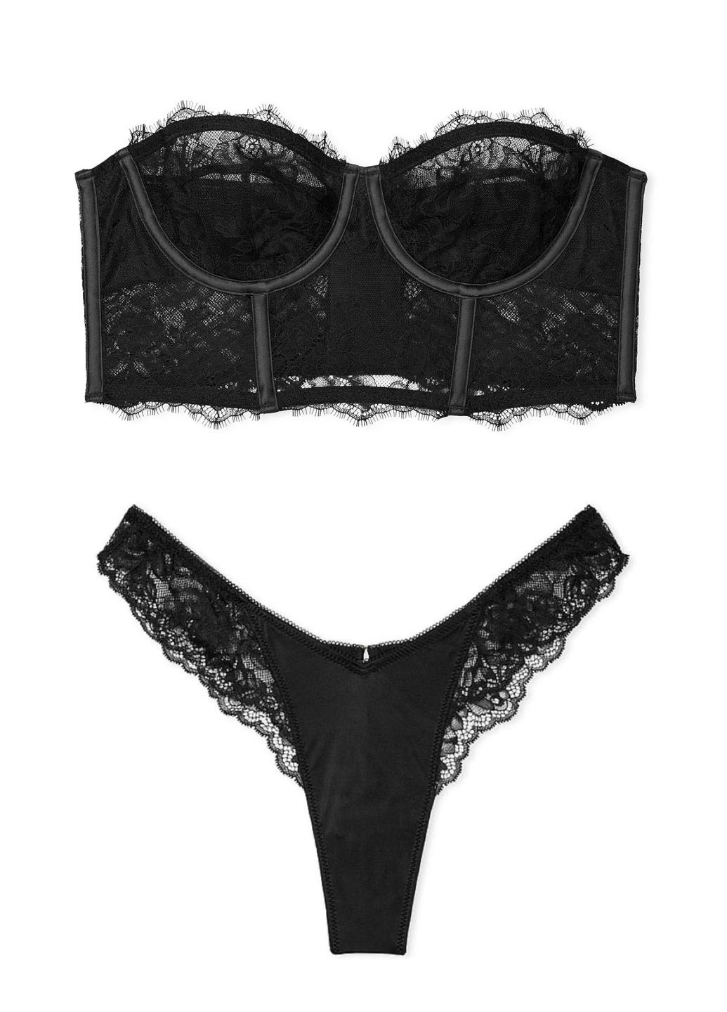 Черный демисезонный комплект (бюстье, трусики) Victoria's Secret