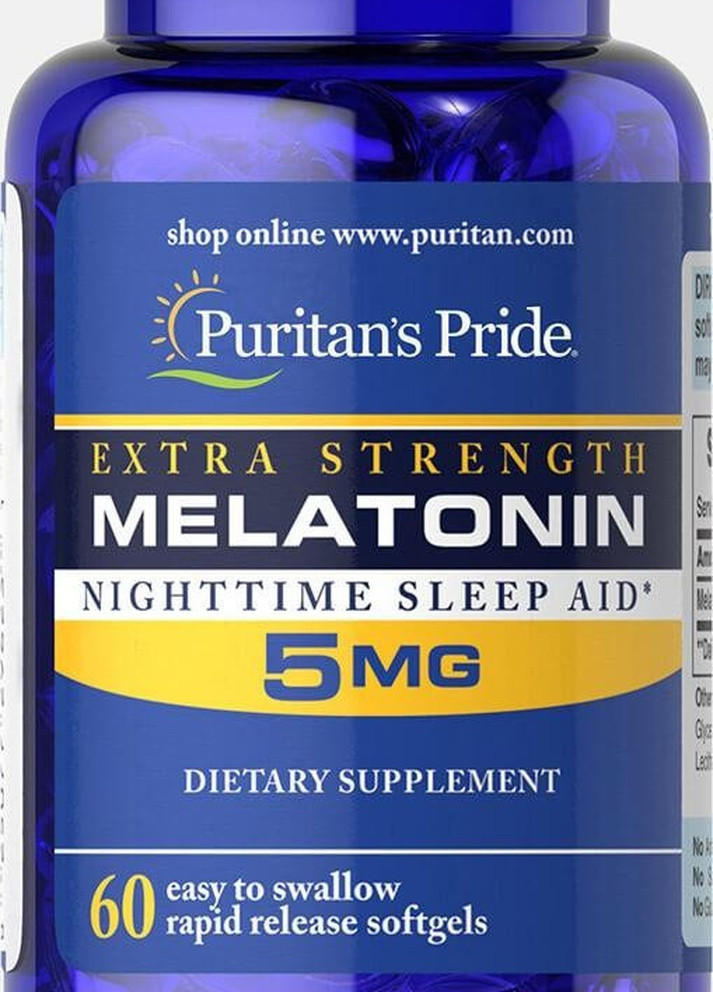 Мелатонін гормон сну Melatonin Extra Strength 5mg 60softgels Puritans Pride (232599718)