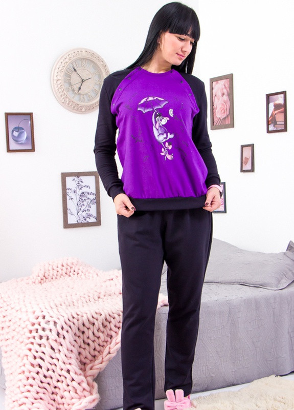 Фиолетовая всесезон пижама женская (для кормящих мам) Носи своє 8306