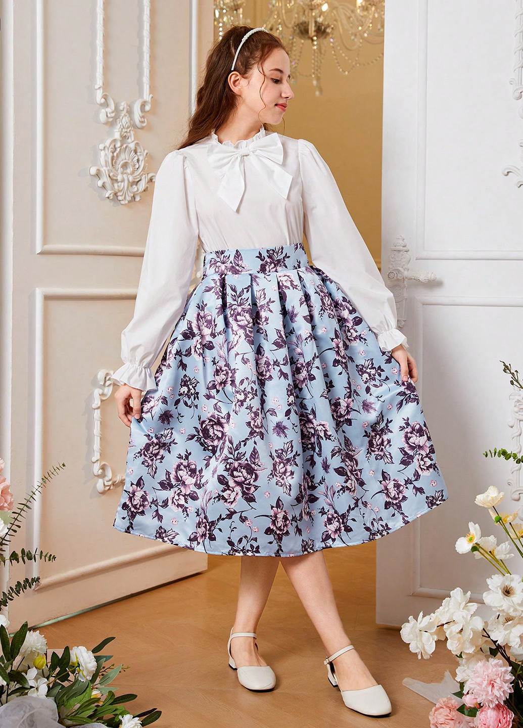 Комбінований демісезонний комплект (блуза, спідниця) SHEIN