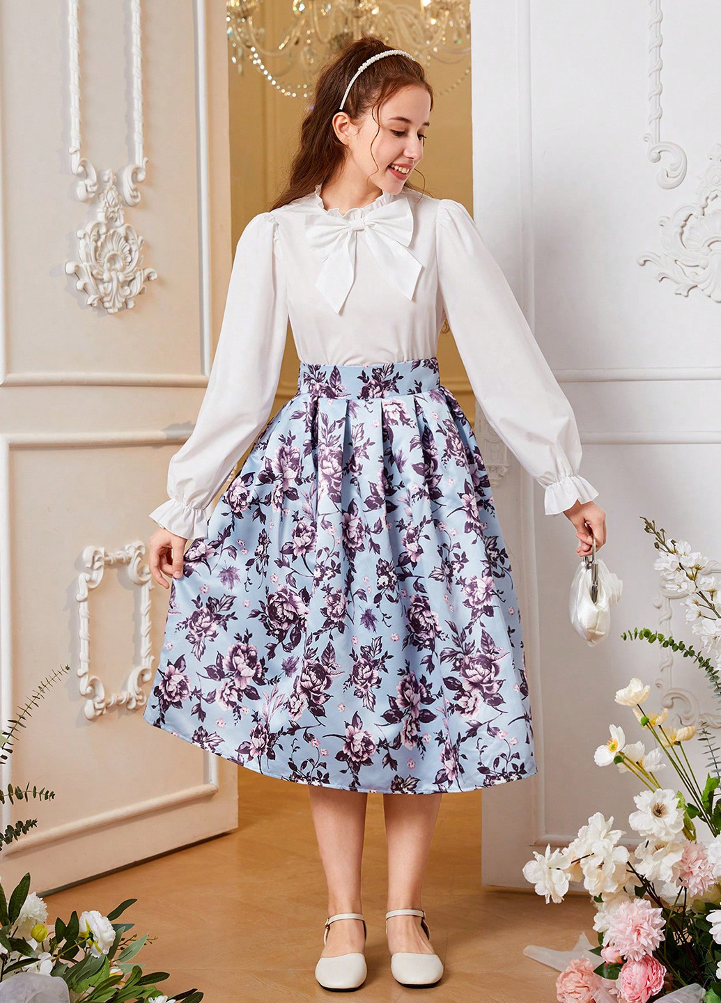 Комбінований демісезонний комплект (блуза, спідниця) SHEIN