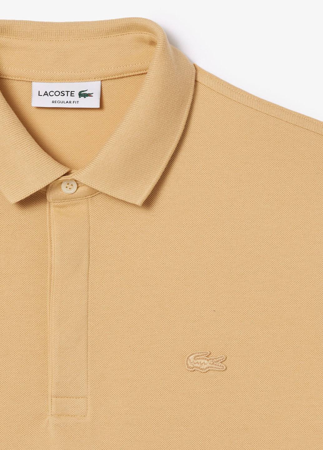 Бежевая футболка-поло для мужчин Lacoste однотонная