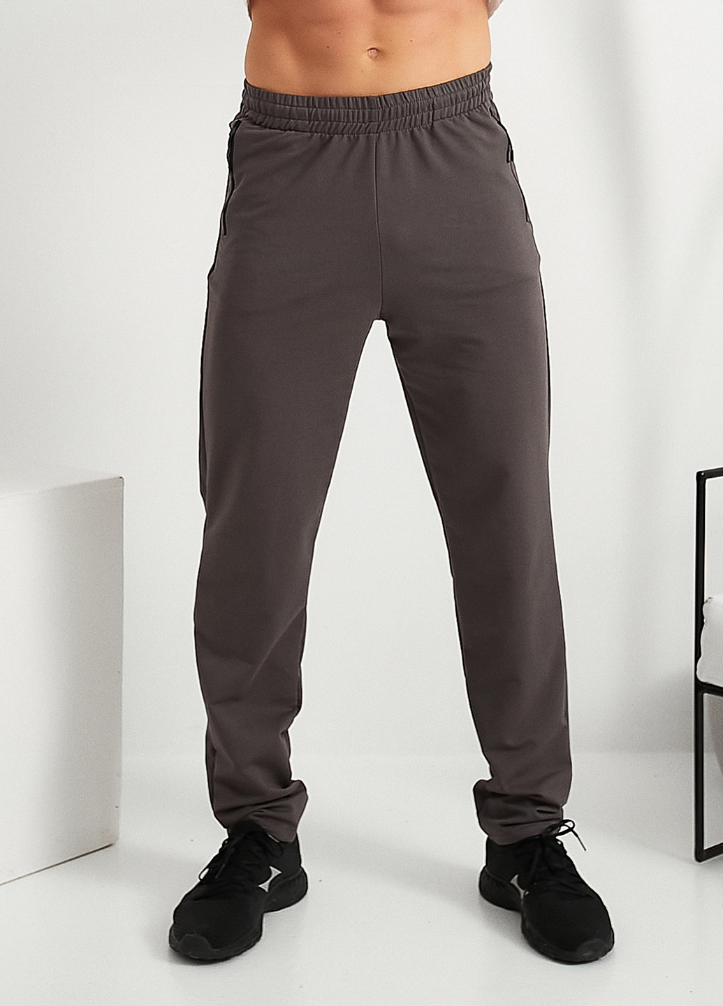 Темно-серые спортивные демисезонные прямые брюки Demma