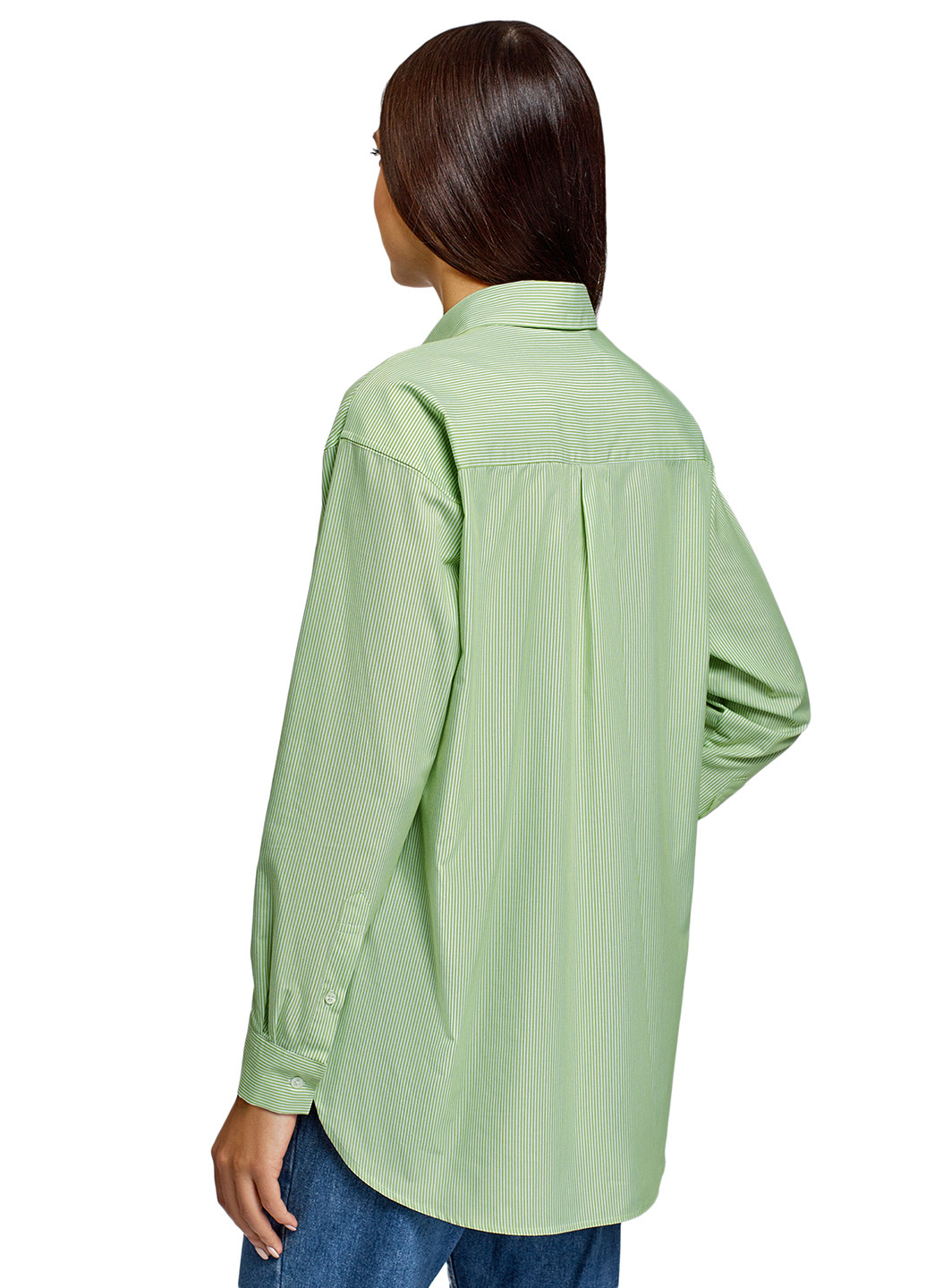 Зеленая кэжуал рубашка в полоску Oodji