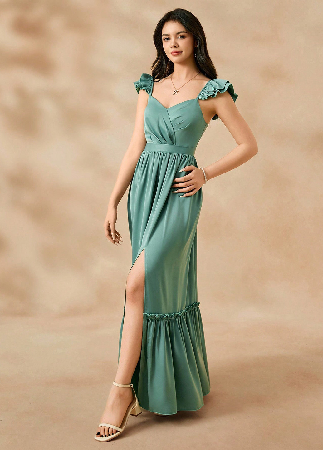 Зелёное платье SHEIN (366498957)