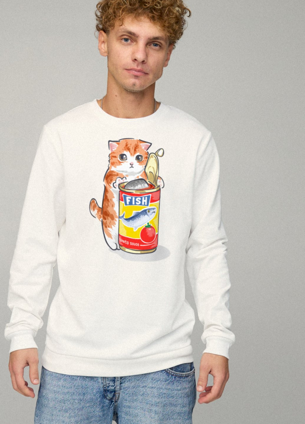 Белый свитшот мужской basic /no flis/ YAPPI рисунок (251791399)