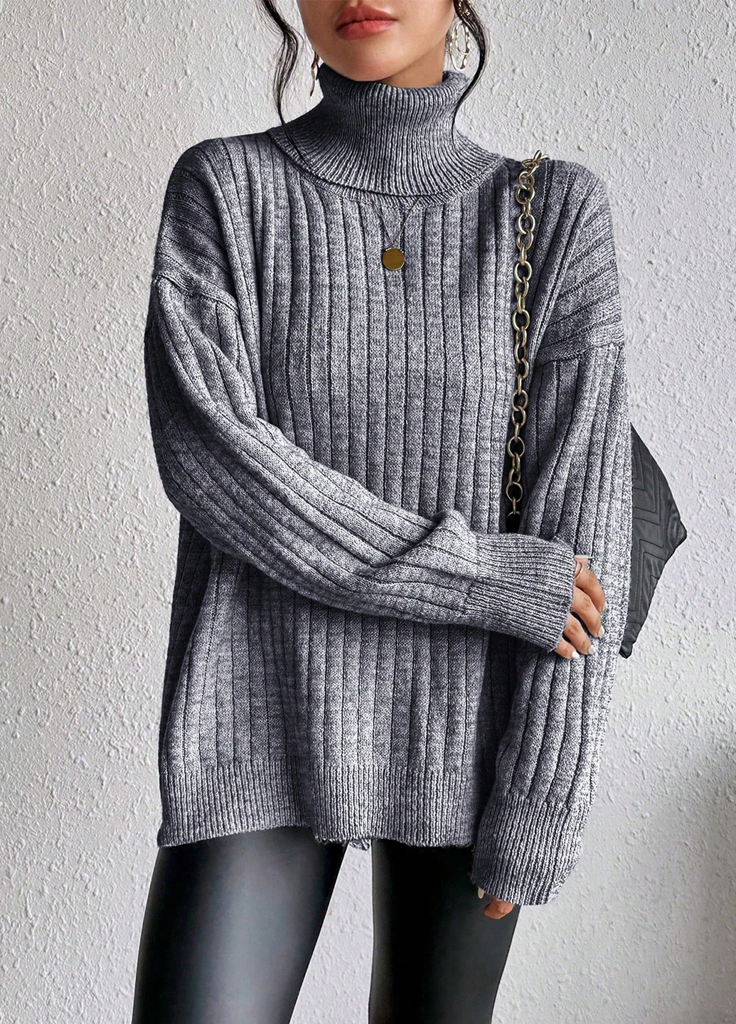 Серый зимний свитер SHEIN