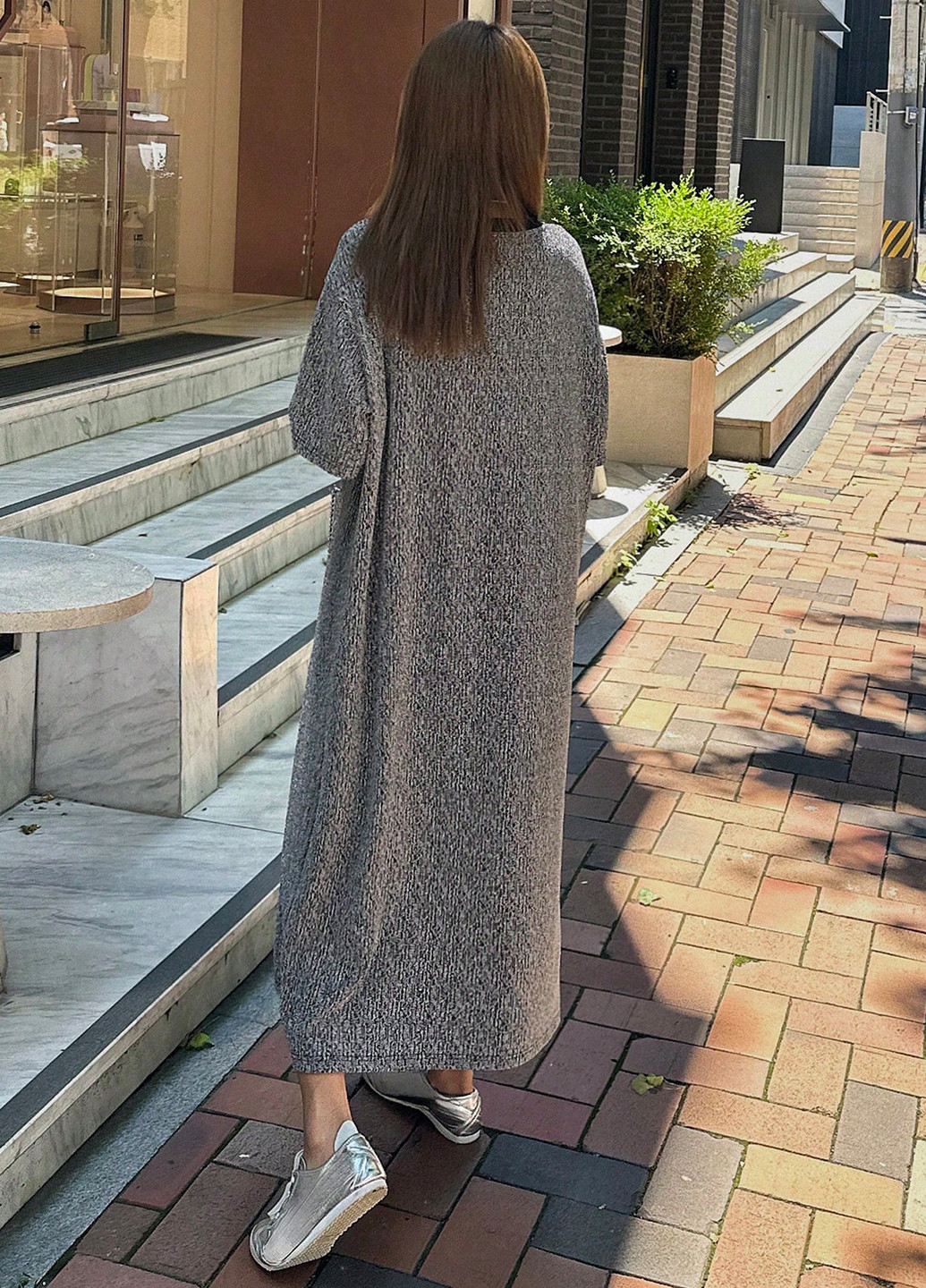 Комбинированное кэжуал платье платье-футболка SHEIN с узором «перец с солью»