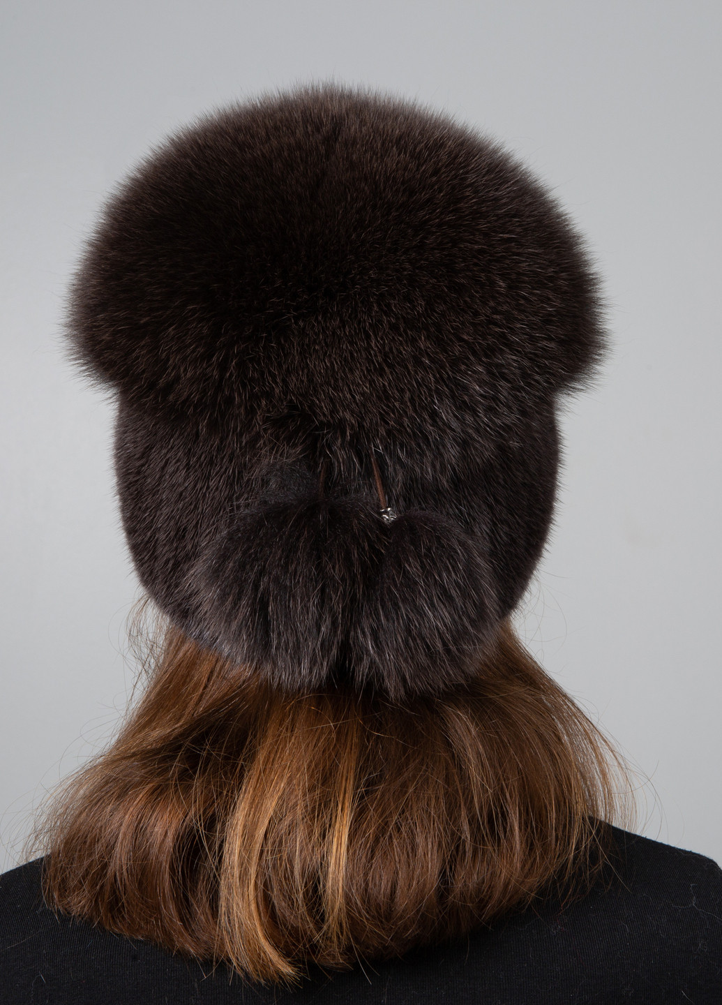 Женская зимняя шапка бини из натурального меха норки с большим помпоном из песца Меховой Стиль шарик (254953044)