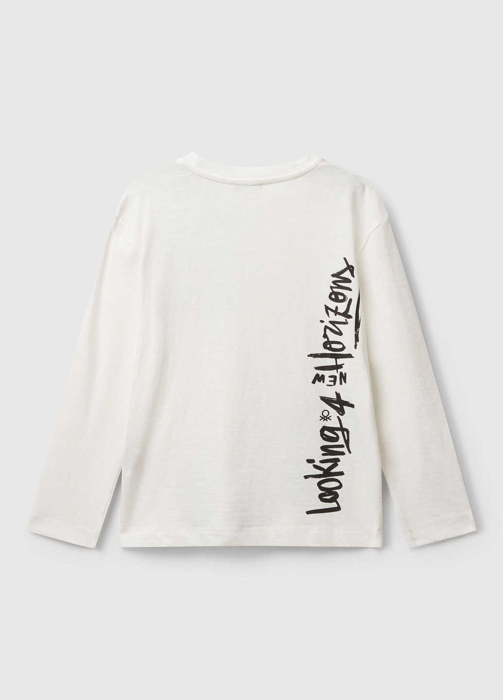 Белый демисезонный кэжуал лонгслив United Colors of Benetton с рисунком
