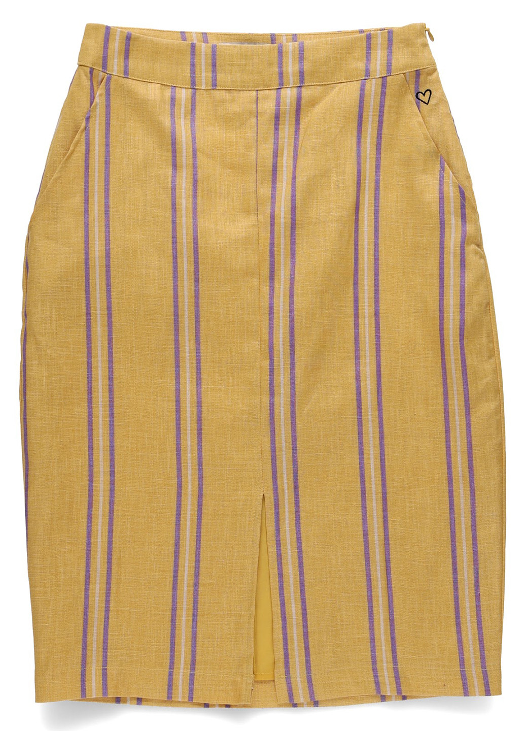 Горчичная кэжуал в полоску юбка MINT&BERRY карандаш