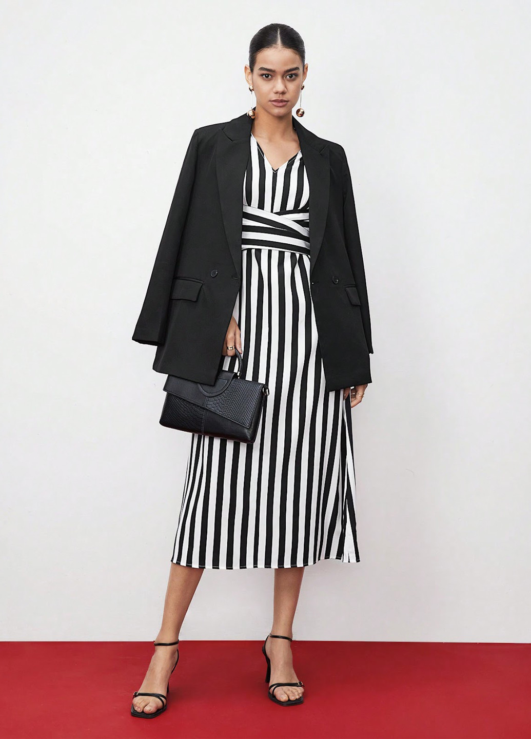 Чорно-білий кежуал, ділова сукня футляр SHEIN в смужку
