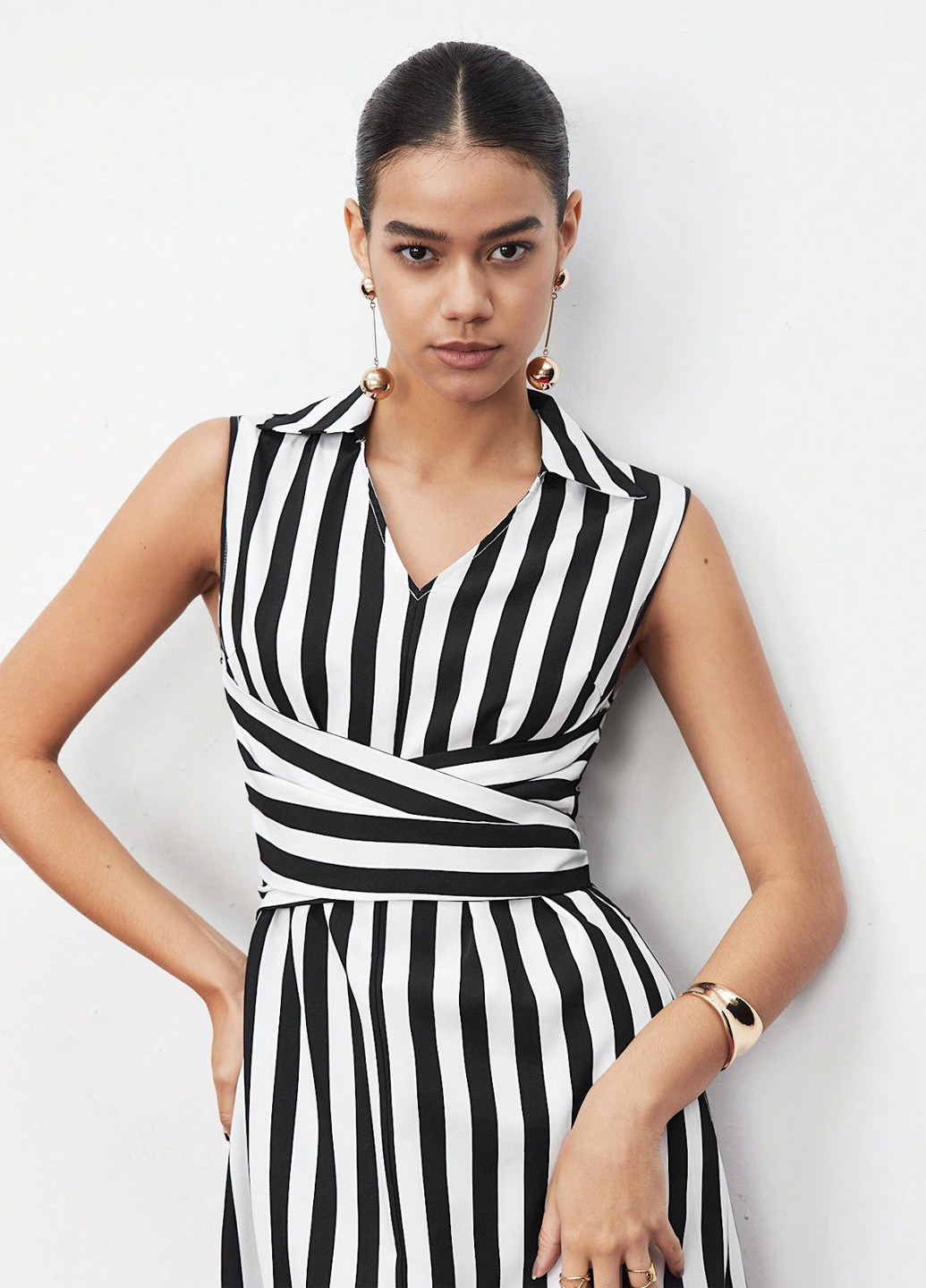 Чорно-білий кежуал, ділова сукня футляр SHEIN в смужку