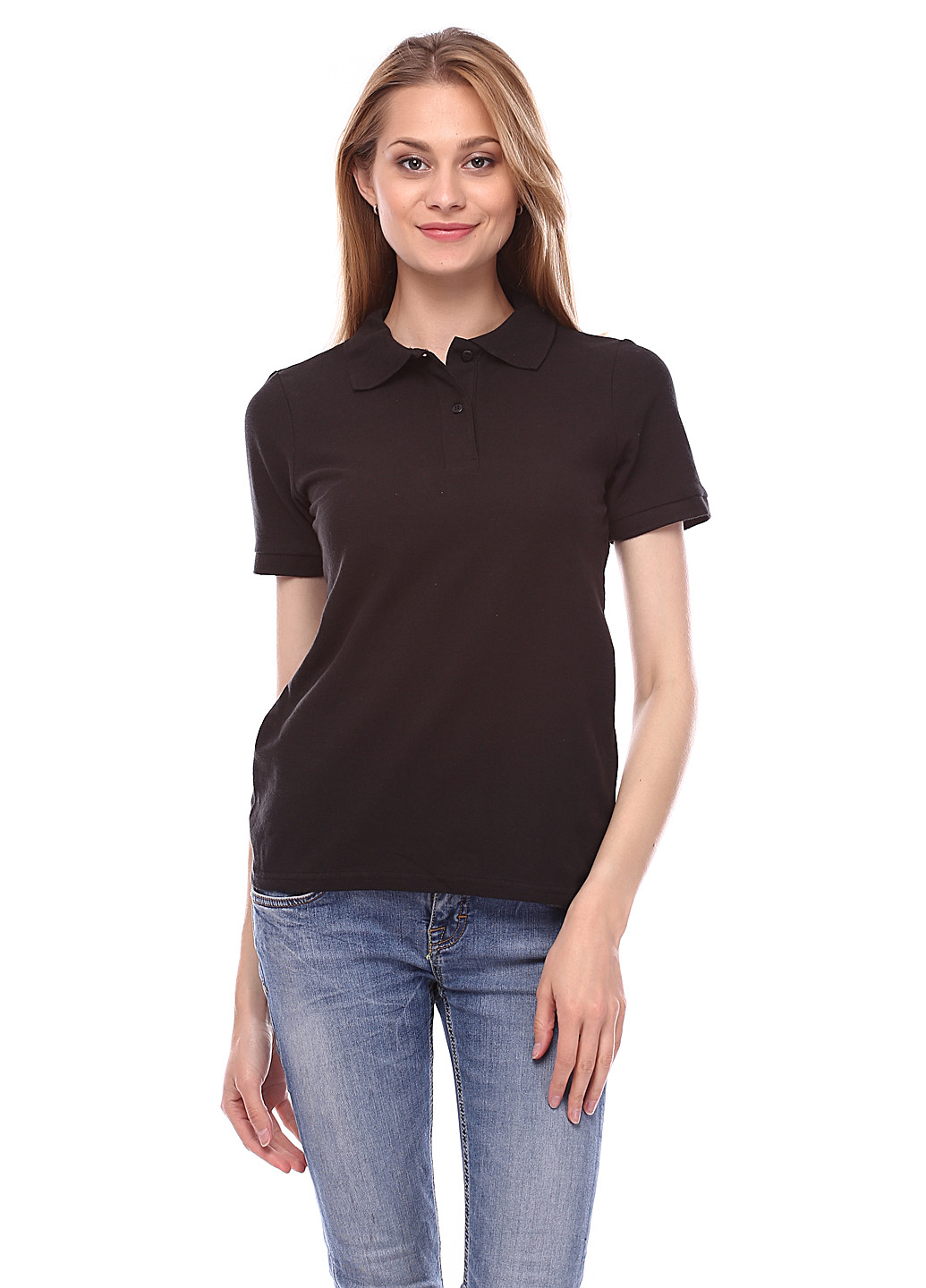 Черная женская футболка-поло Keya однотонная