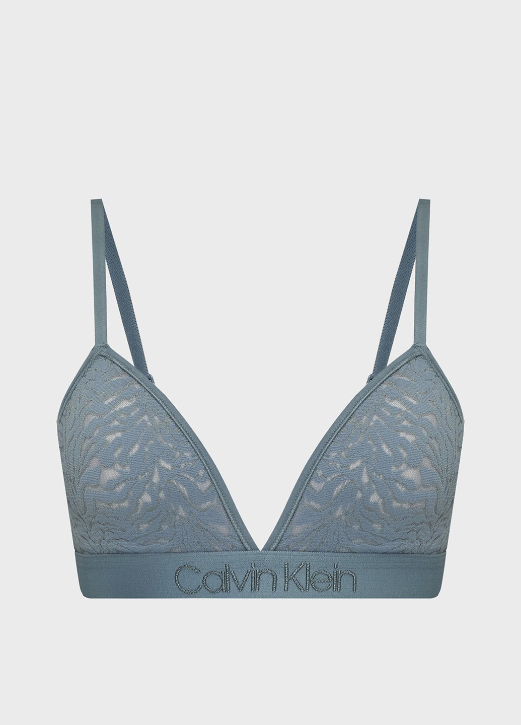Серо-зелёный триэнджел бюстгальтер Calvin Klein без косточек полиамид, кружево