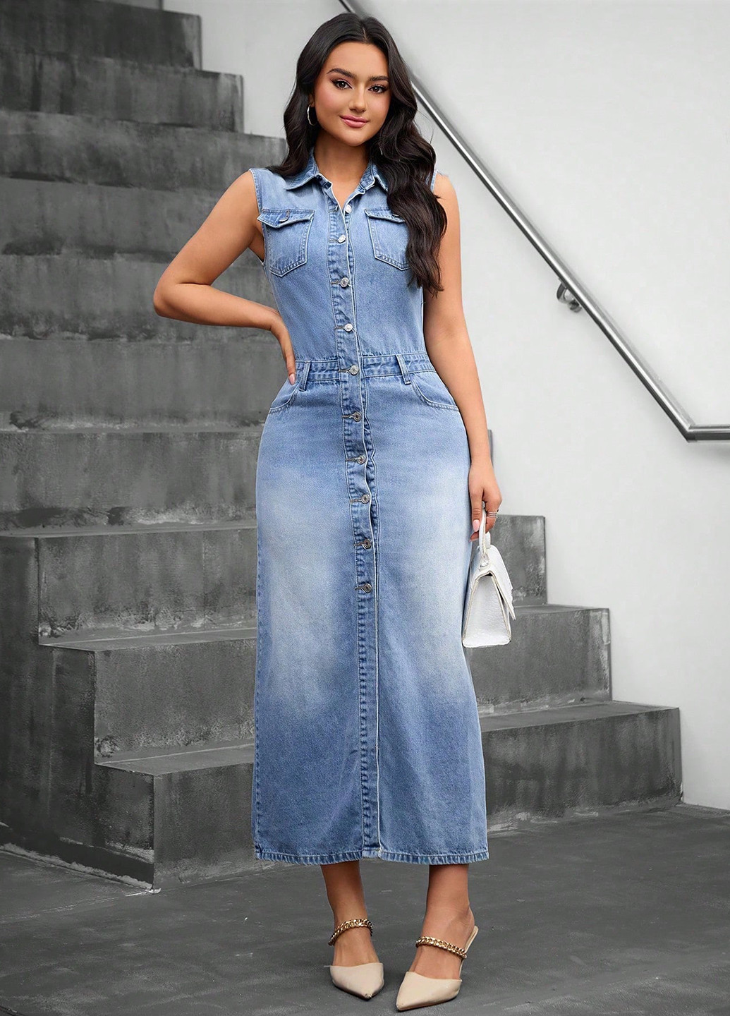 Блакитна джинсова сукня футляр SHEIN варенка