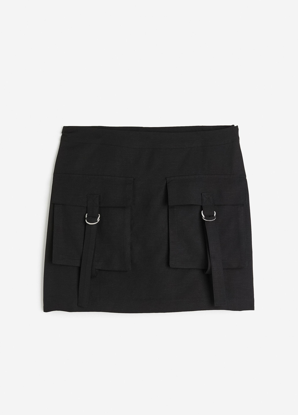 Черная кэжуал однотонная юбка H&M а-силуэта (трапеция), карго