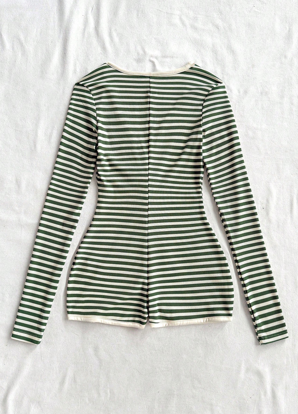 Комбинезон SHEIN комбинезон-шорты полоска зелёный кэжуал полиэстер, трикотаж