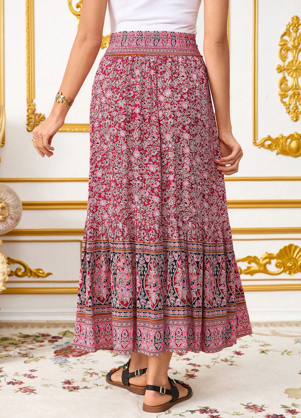 Разноцветная кэжуал "турецкие огурцы" юбка для беременных SHEIN а-силуэта (трапеция)