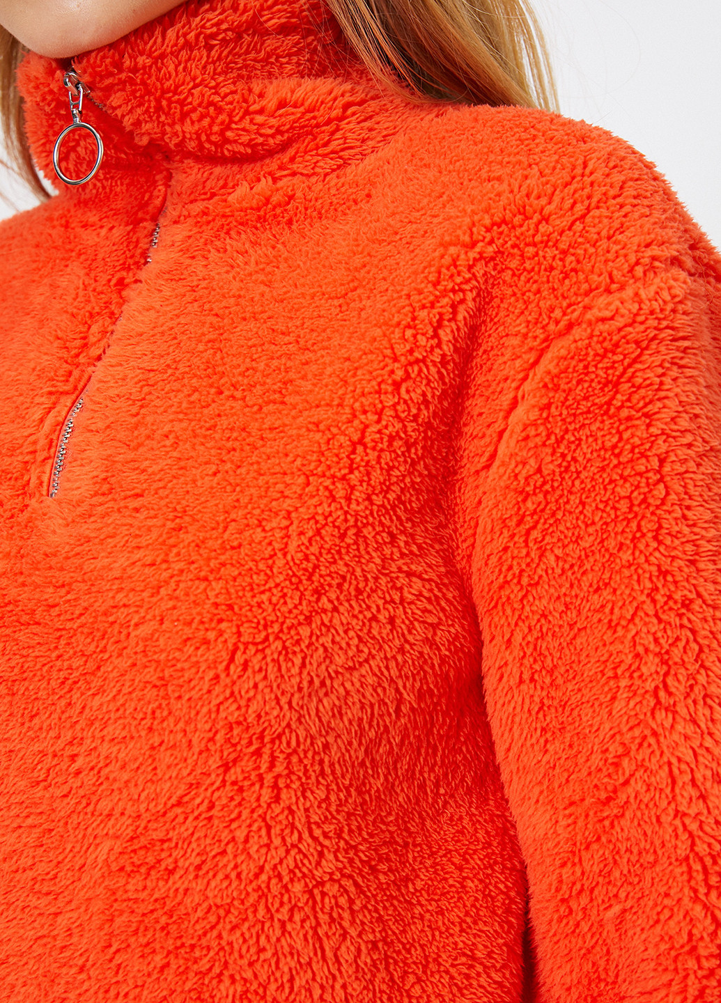 Свитшот KOTON - Прямой крой однотонный оранжевый кэжуал флис, трикотаж, полиэстер - (209348271)
