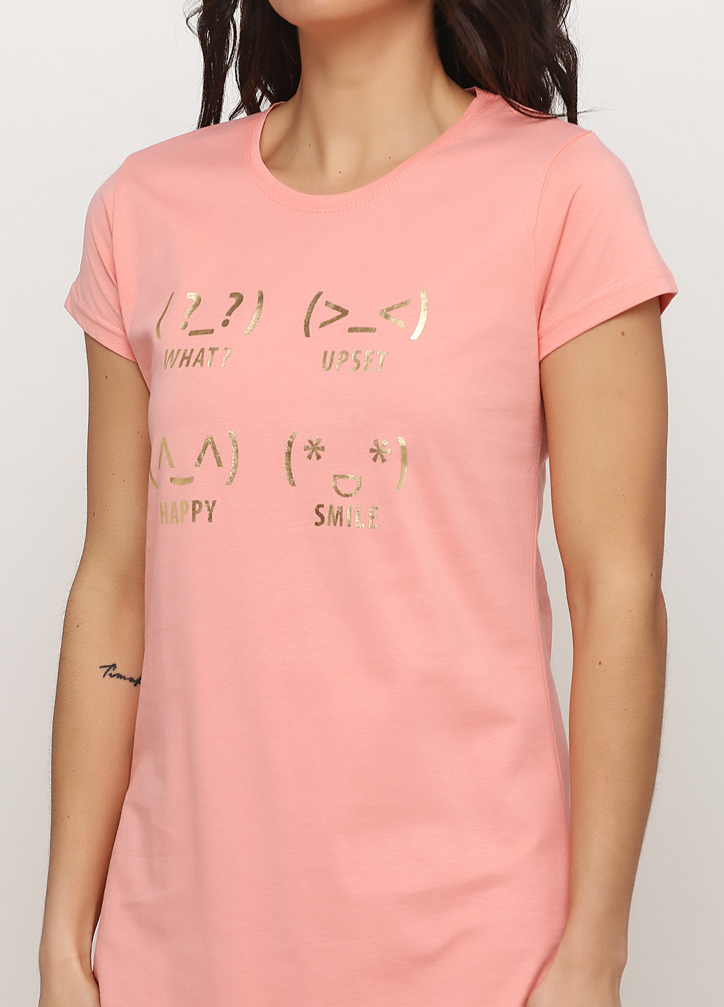 Ночная рубашка Vienetta надпись персиковая домашняя хлопок