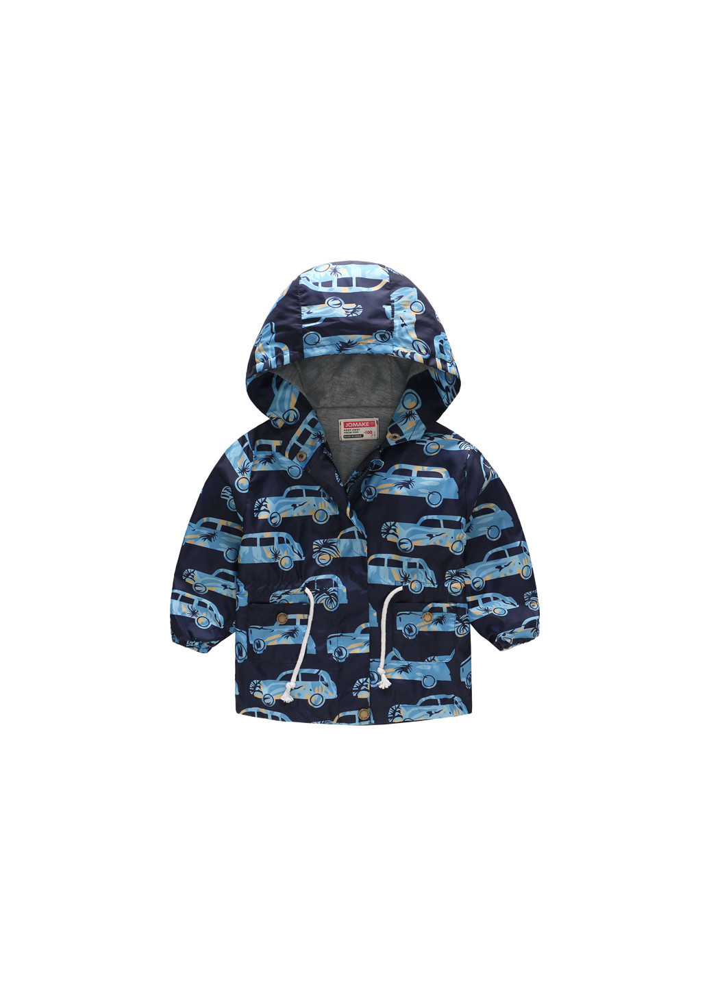 Синя демісезонна куртка-вітрівка для хлопчика машина у пальмах Jomake 51121