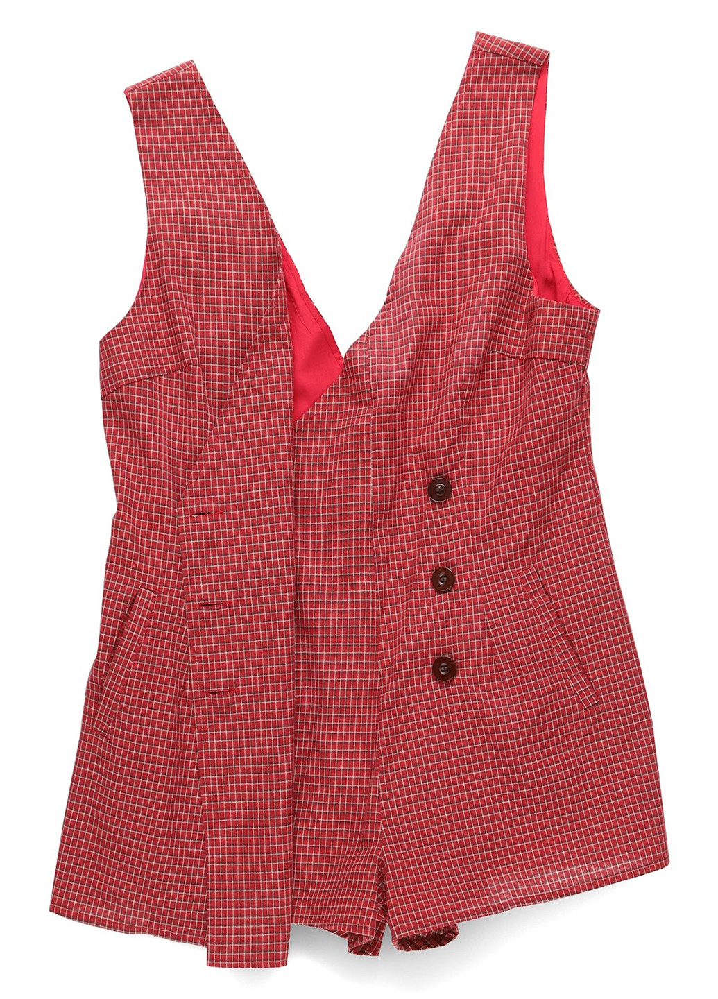 Комбінезон Honey Punch комбінезон-шорти клітинка червоний кежуал бавовна