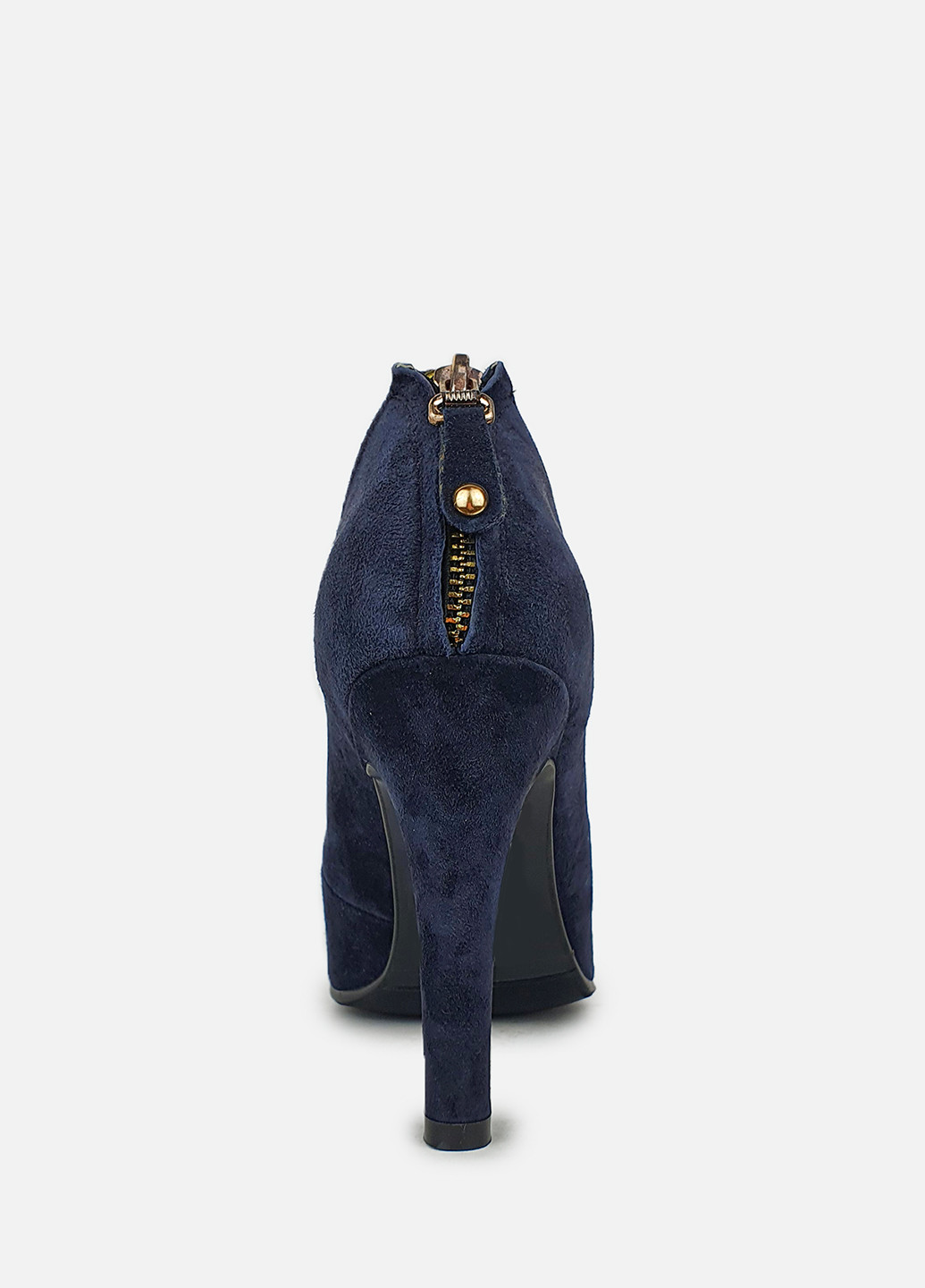 Модные туфли на каблуке женские замшевые синие Brocoli