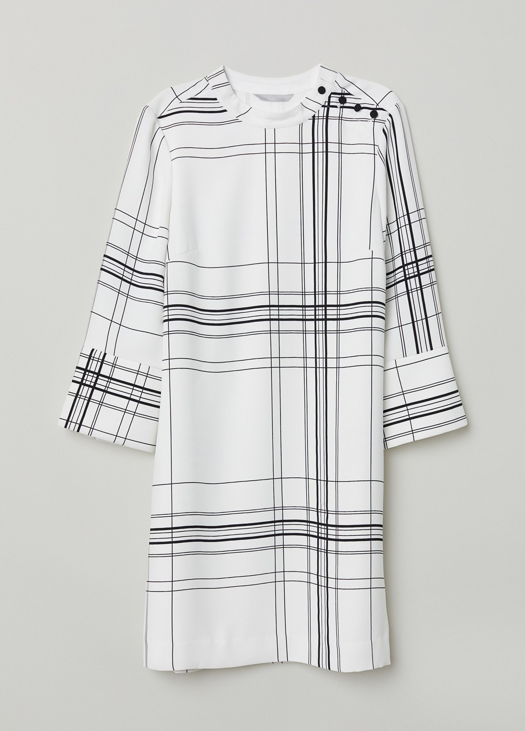 Черно-белое кэжуал платье а-силуэт H&M с абстрактным узором