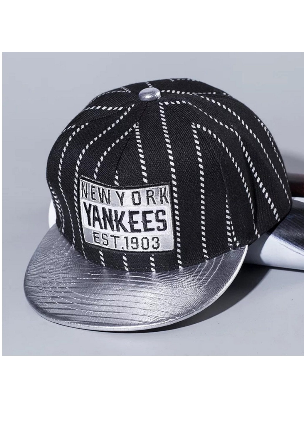Детская кепка снепбек Yankees с прямым козырьком унисекс Серебряный NoName (250441839)