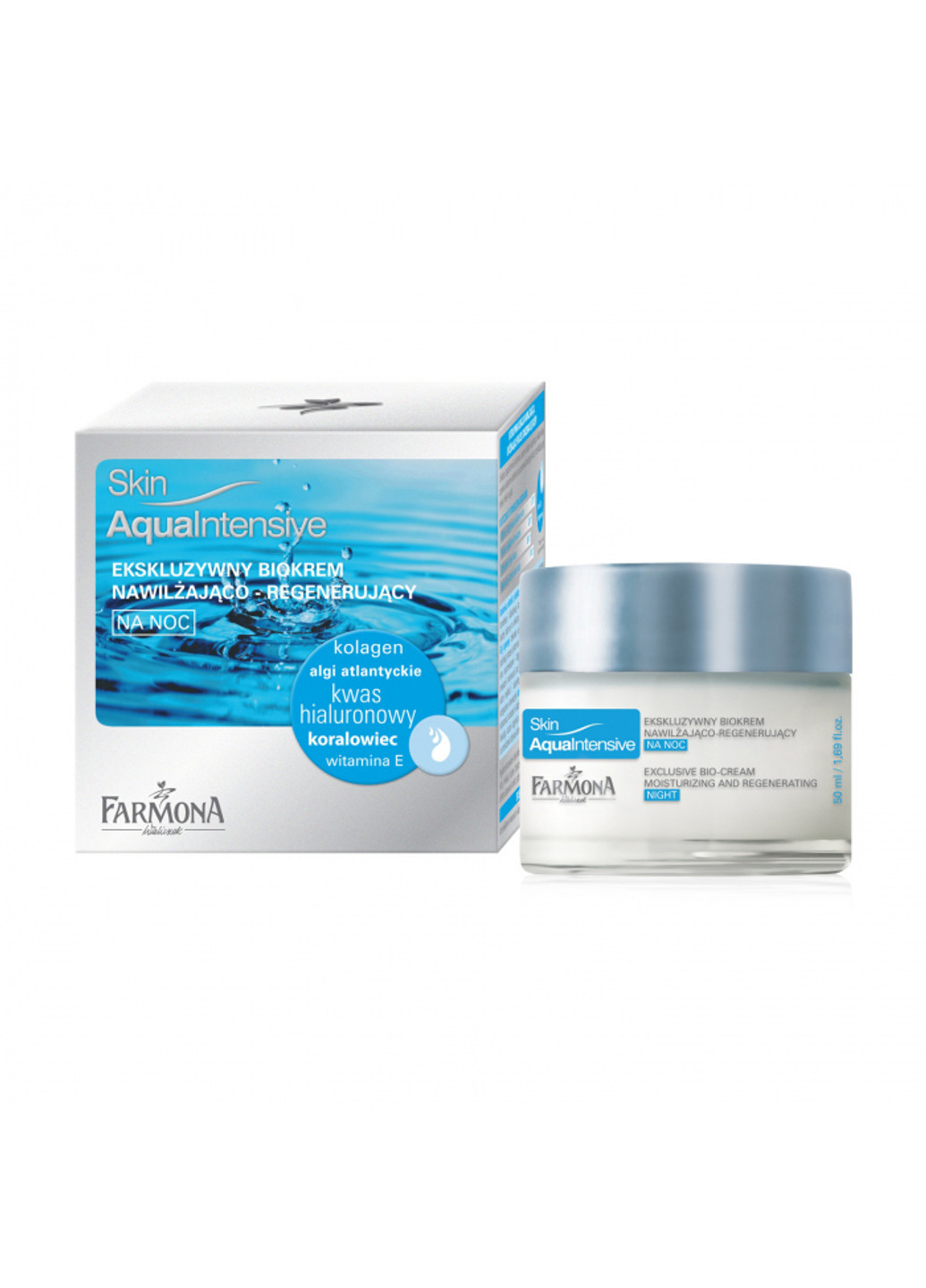 Ночной крем для лица для увлажнения и регенерации кожи Skin Aqua 50 мл Farmona (251203369)