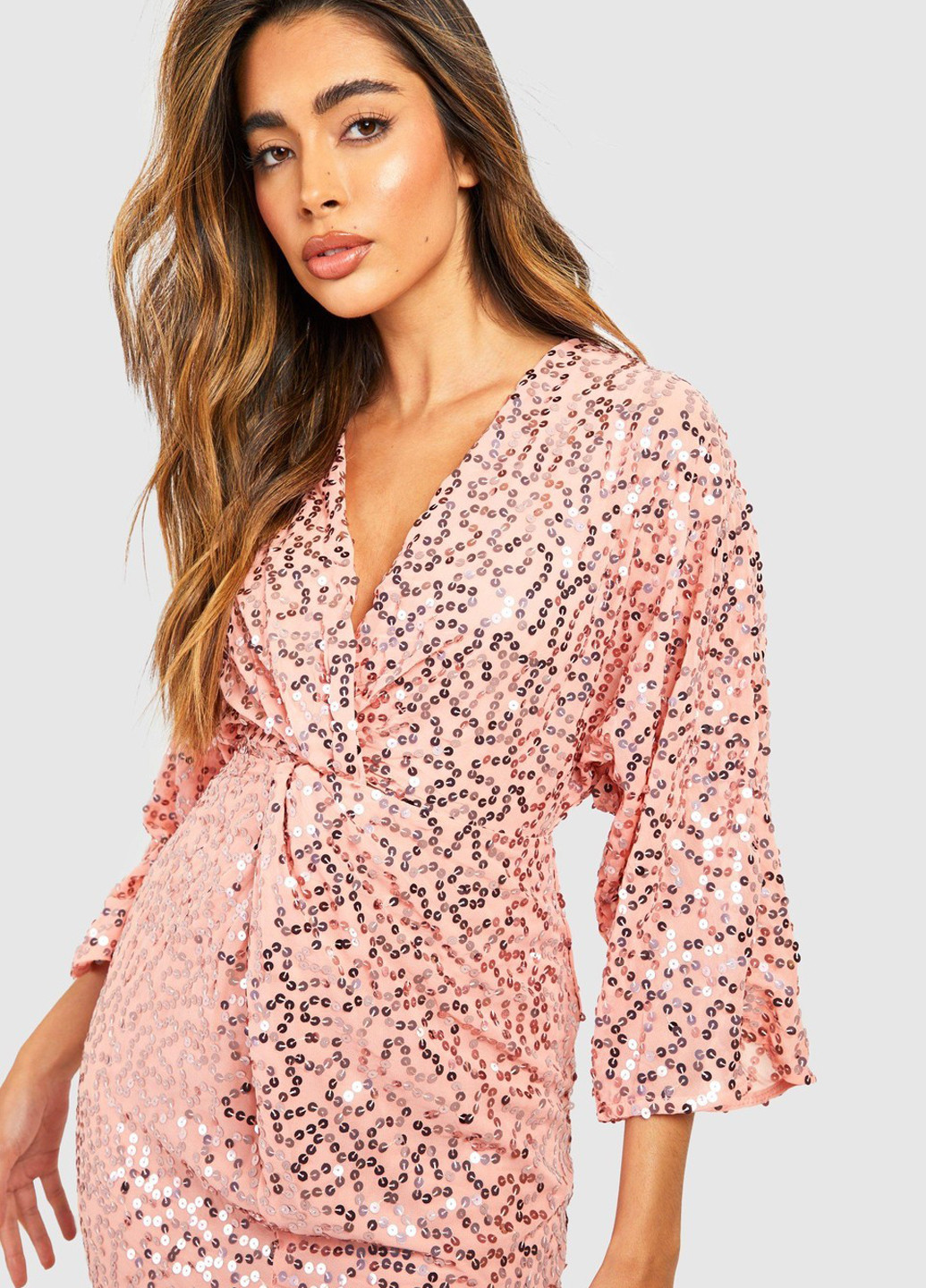 Рожева святковий, коктейльна сукня футляр Boohoo однотонна