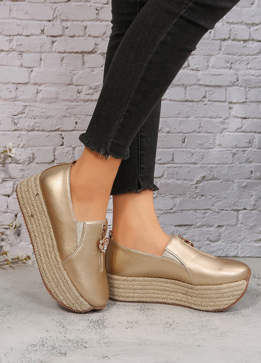 SHEIN Туфли лоферы золотой з полиуретан, искусственная кожа, китай — демисезон (322909534)