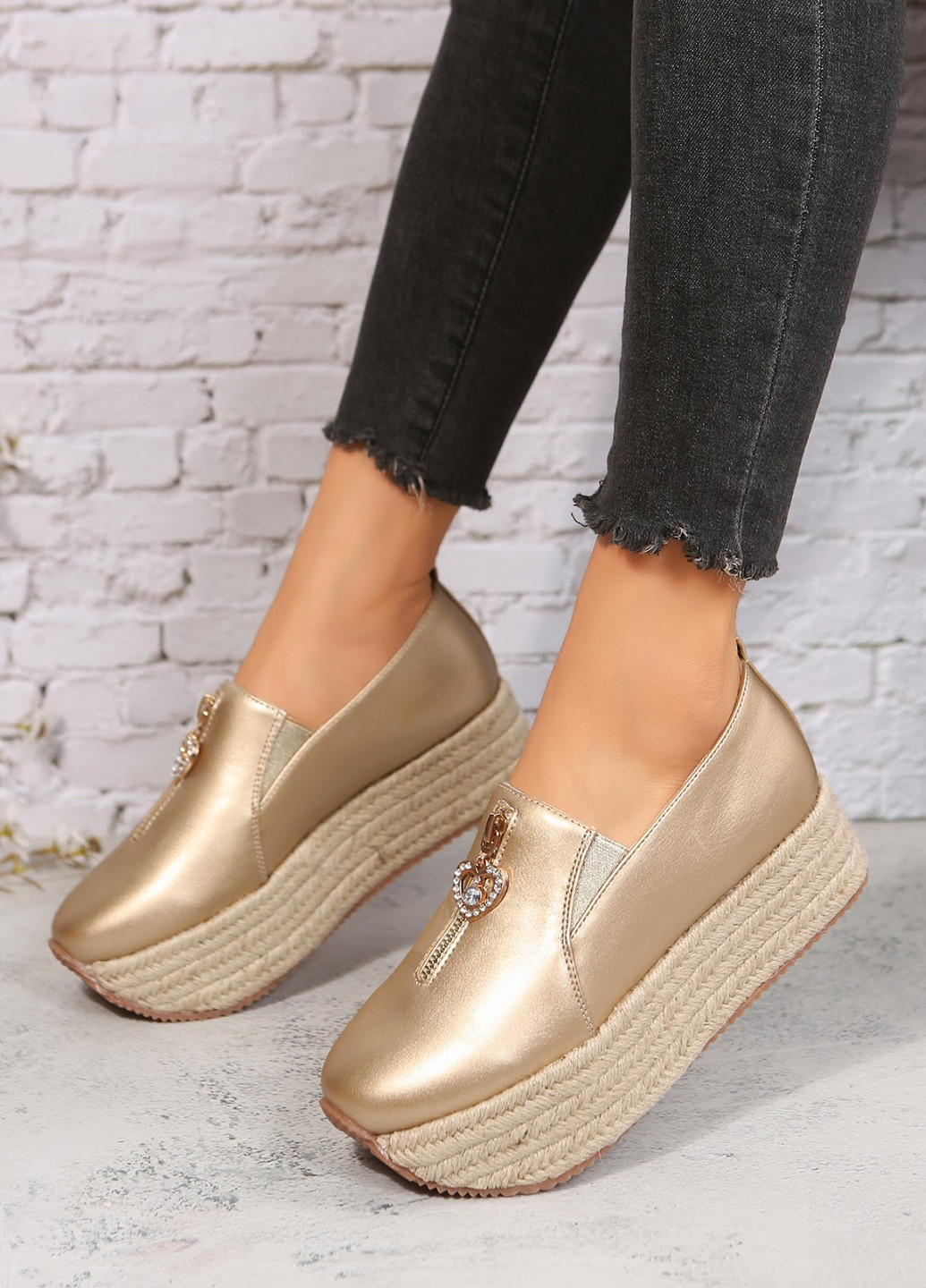 SHEIN Туфли лоферы золотой з полиуретан, искусственная кожа, китай — демисезон (322909534)