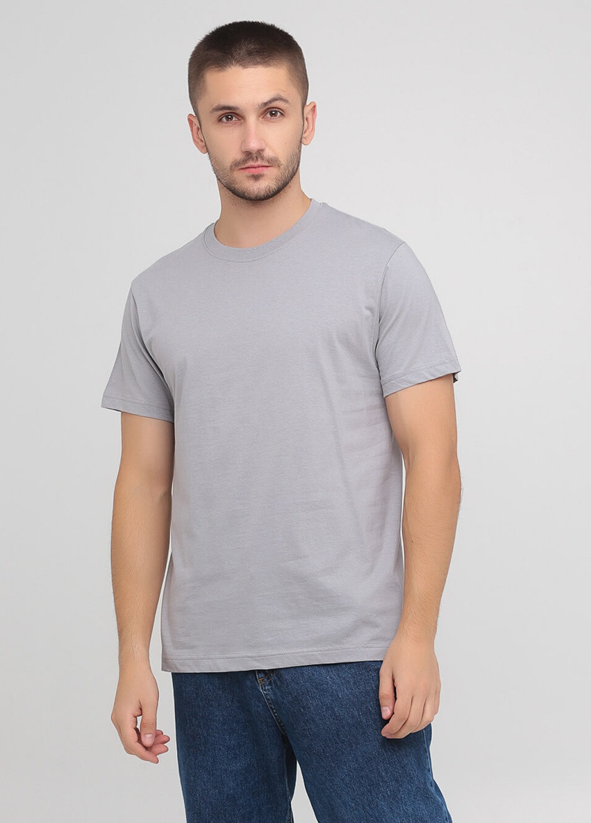 Светло-серая футболка мужская безшовная с круглым воротником Stedman