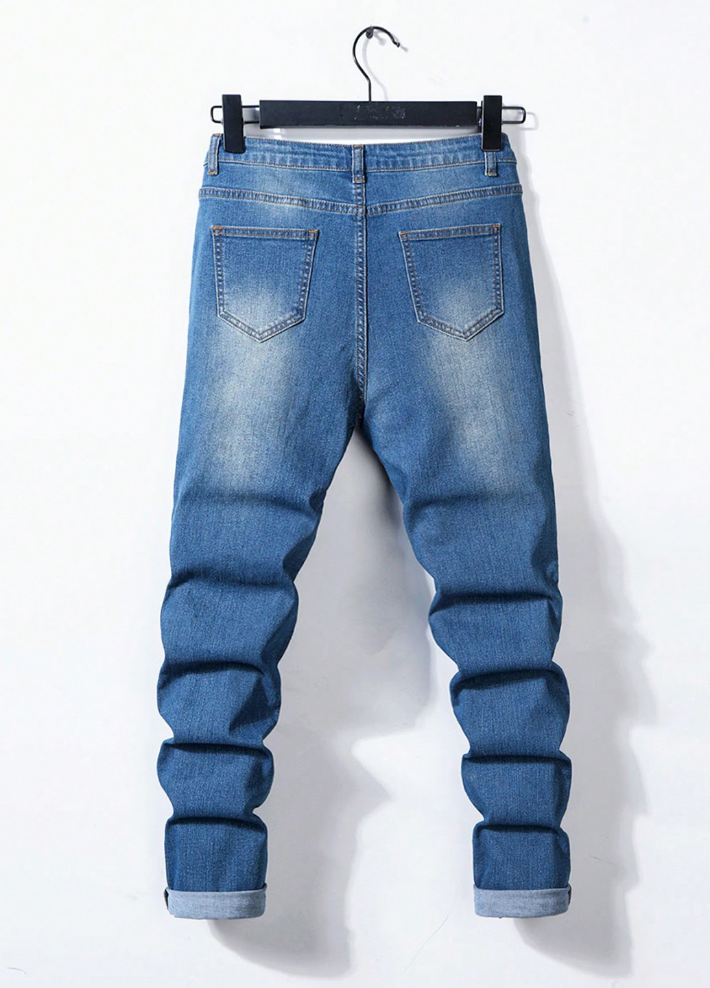 Синие демисезонные слим джинсы SHEIN