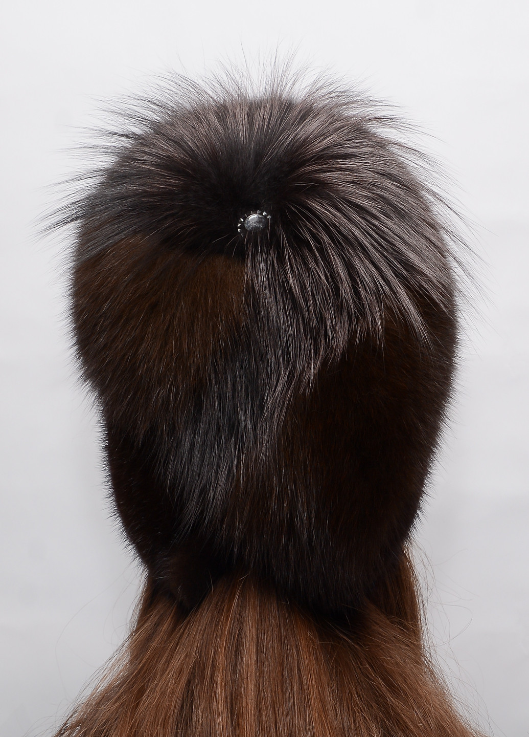 Зимняя женская шапка из вязаной норки с помпоном Меховой Стиль улитка (199073181)
