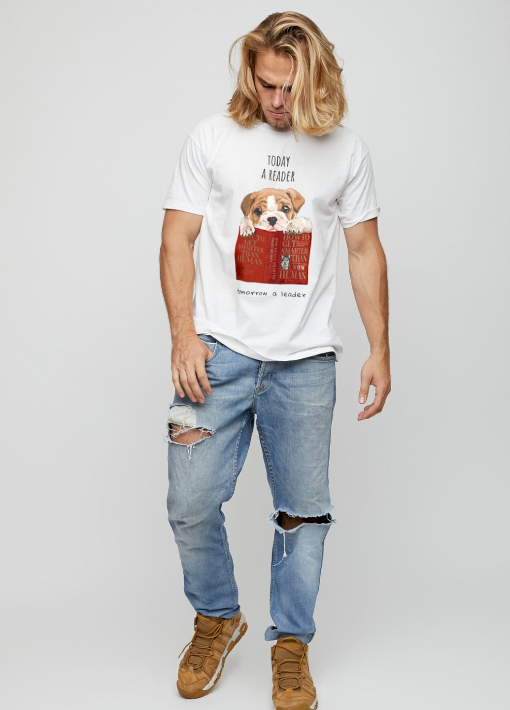 Белая футболка мужская basic /air print/ YAPPI