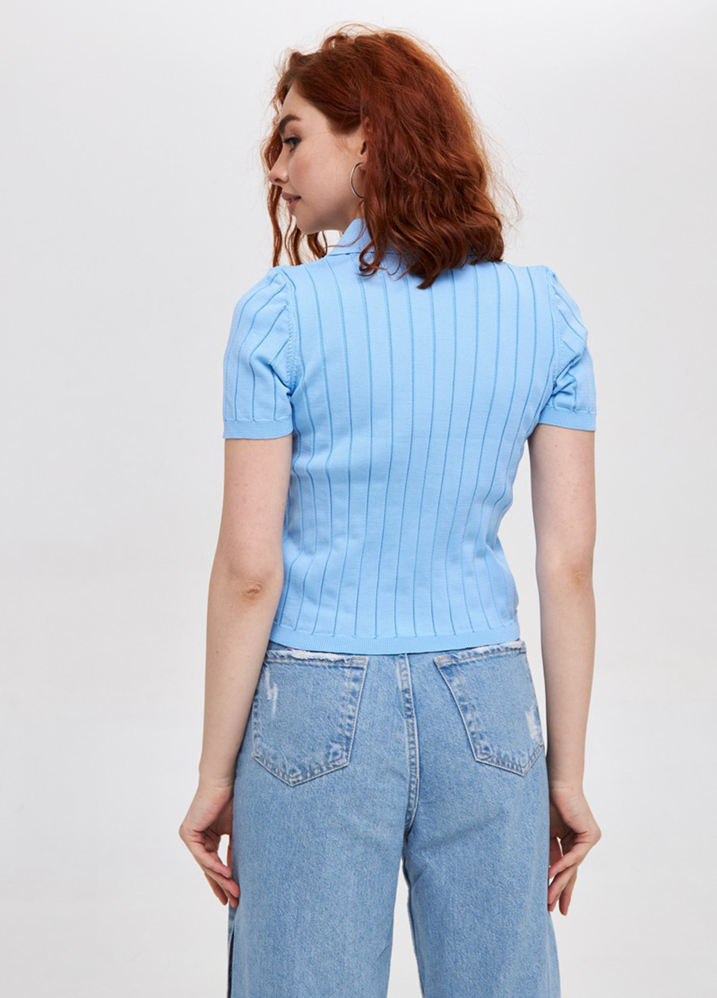 Голубой женская футболка-поло Sewel однотонная