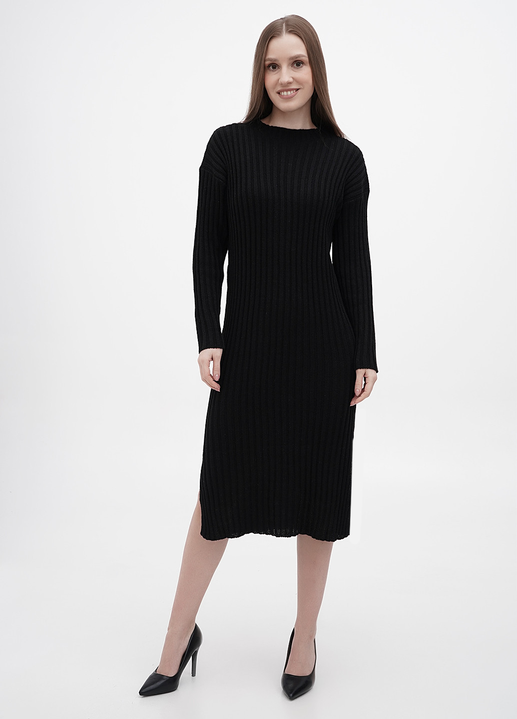 Черное кэжуал платье платье-свитер Boohoo однотонное