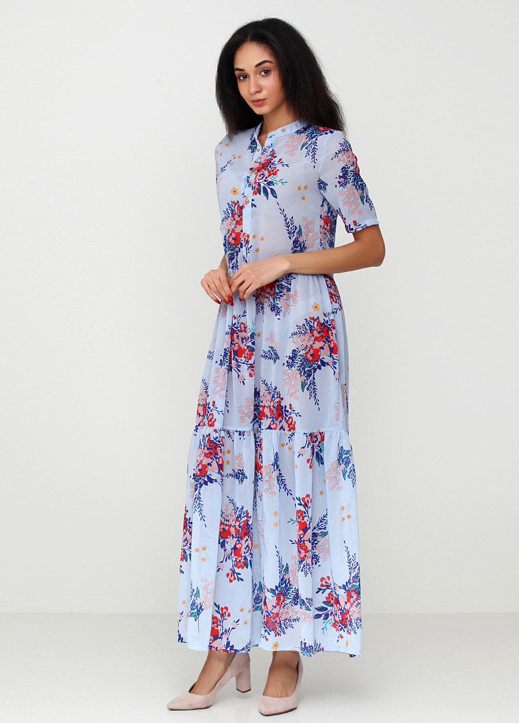 Голубое кэжуал платье Minimum с цветочным принтом