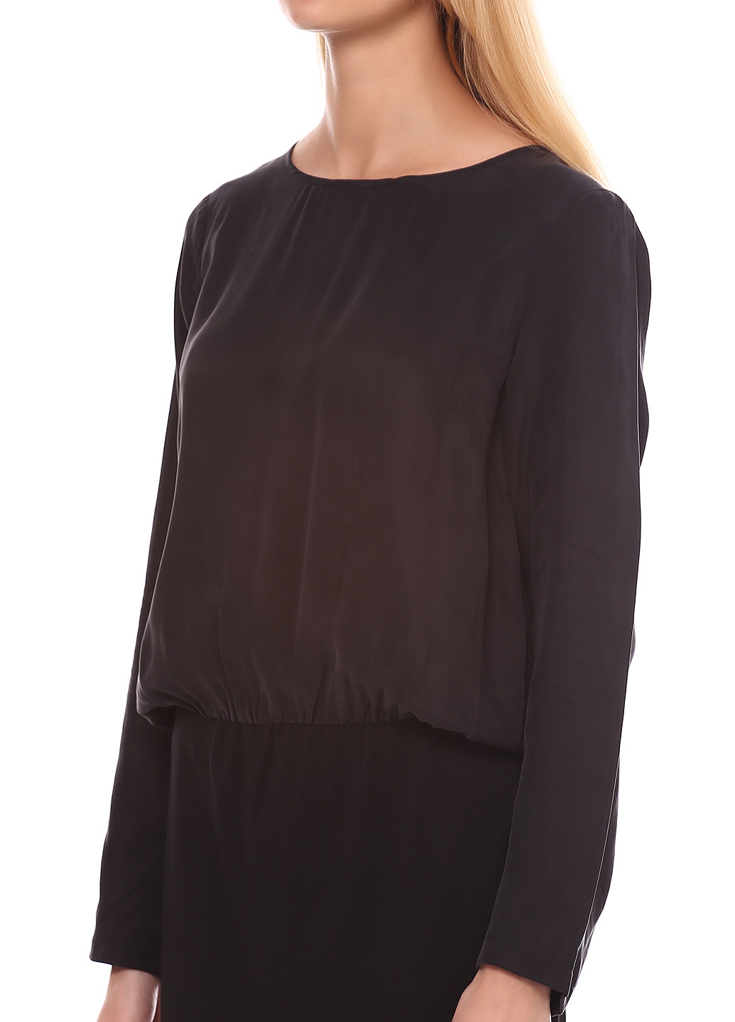 Черное кэжуал платье с длинным рукавом Selected однотонное