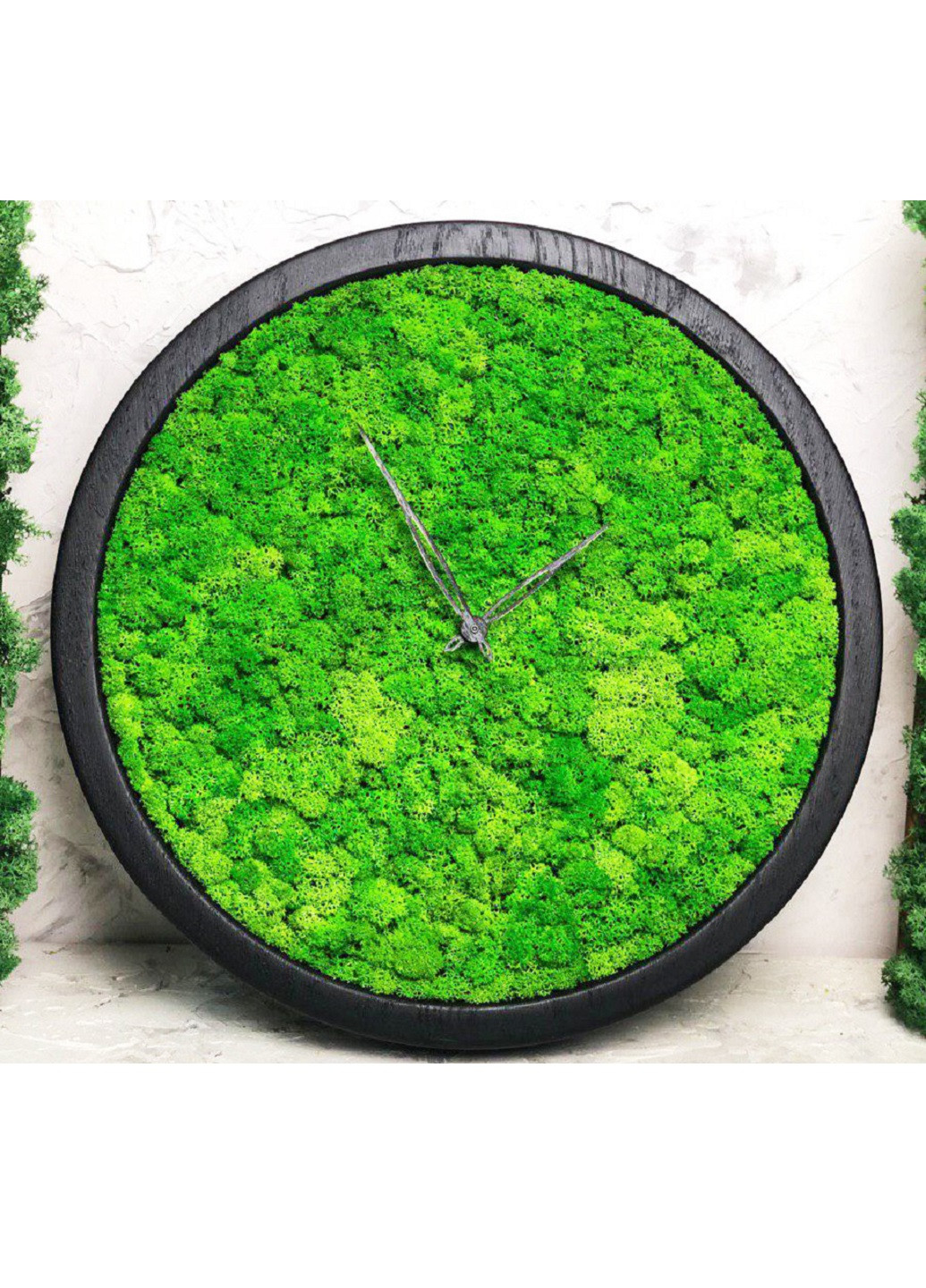 Дерев'яний настінний еко годинник з мохом ручної роботи 25 см (11329-Нов) Francesco Marconi (250376097)